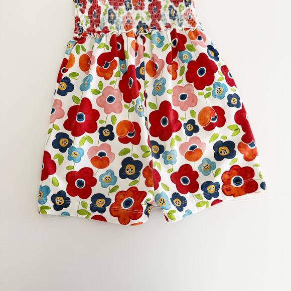 [Mayoral] Red Floral Print Sleeveless Smocked Baby Girl Romper Bow Size 24M - Picture 7 of 11